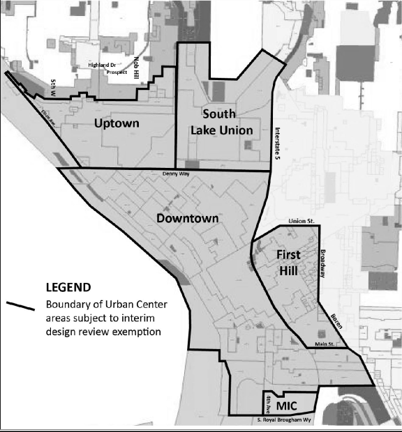 Map of Design Review Reform for Downtown Seattle